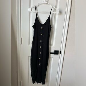 Black Midi Express Spaghetti Strap Dress - S